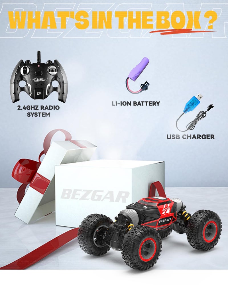 BEZGAR TD141 Remote Control Car - 1:14 Scale 4WD All-Terrains Large RC Cars for Kids, 2.4GHz Transformable Stunt Cars, Monster Truck Toys, Christmas Birthday Gifts for Boys & Girls - Image 4